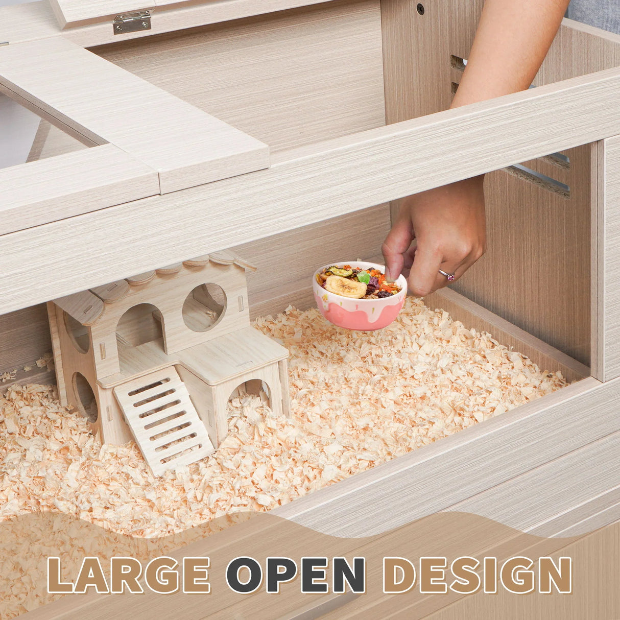 Guinea Pig Cages, Hamster Cage Wood With Independent Storage Cabinet, House For Rat Chinchilla With Guinea Pig Hutch And Bridge, Openable Top With Acrylic Sheets - Furniture Home Direct