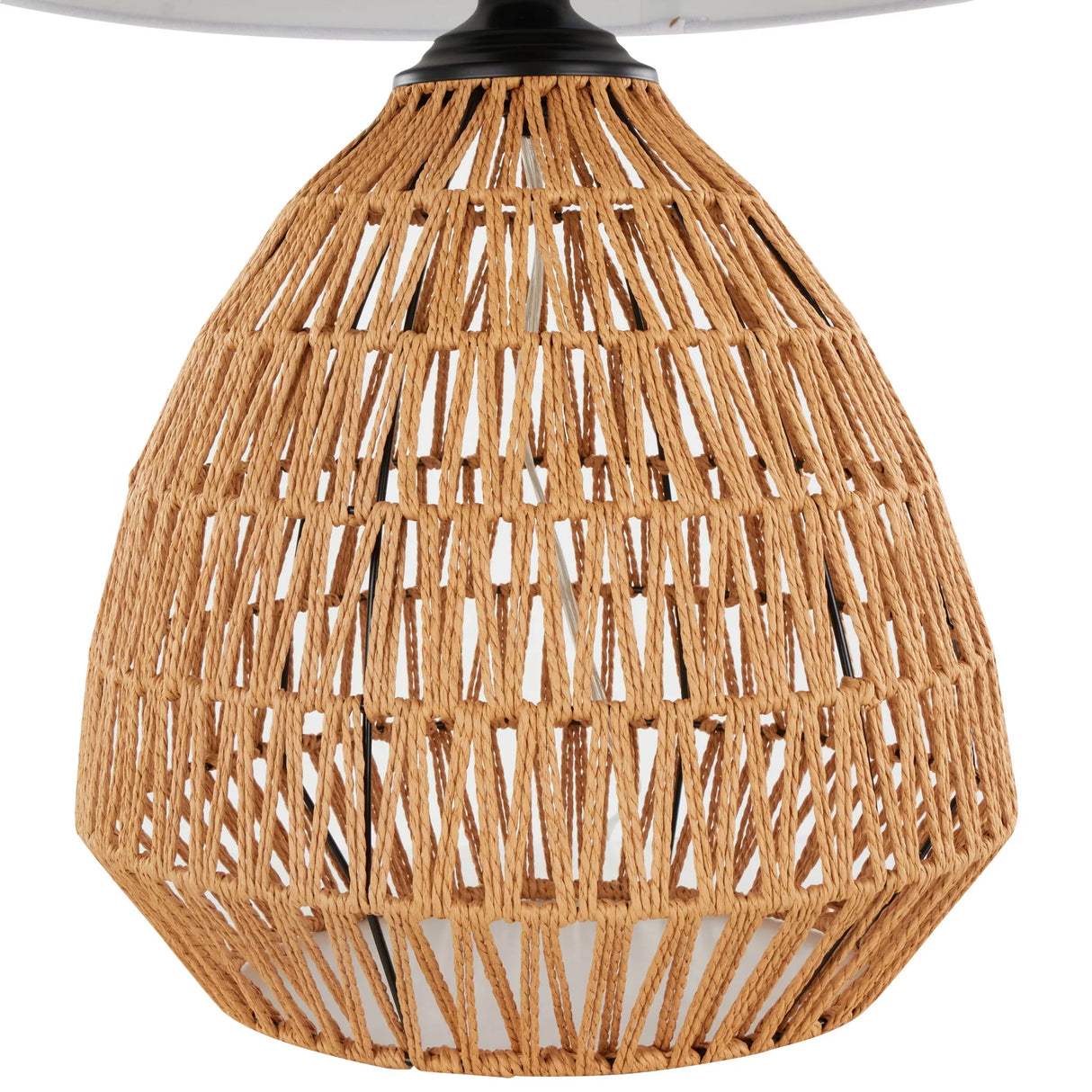 Congo - Contemporary Rattan Table Lamp - Natural / Matte Black / White - Furniture Home Direct