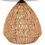 Congo - Contemporary Rattan Table Lamp - Natural / Matte Black / White - Furniture Home Direct