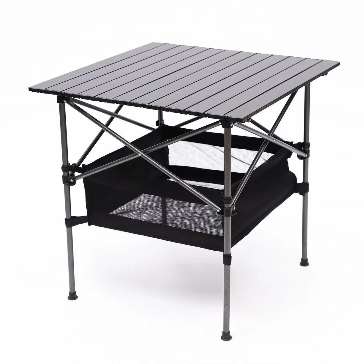 Folding Outdoor Table With Carrying Bag, Lightweight Aluminum Roll-Up Square Table For Indoor, Outdoor Camping, Picnics, Beach, Backyard, Bbq, Party, Patio - Black - Furniture Home Direct