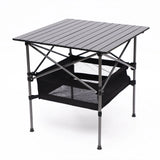 Folding Outdoor Table With Carrying Bag, Lightweight Aluminum Roll-Up Square Table For Indoor, Outdoor Camping, Picnics, Beach, Backyard, Bbq, Party, Patio - Black - Furniture Home Direct