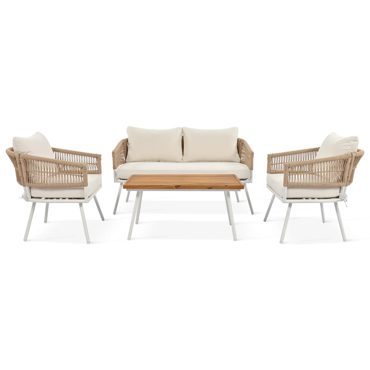 4-Piece Boho Patio Set - Beige - Furniture Home Direct