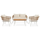 4-Piece Boho Patio Set - Beige - Furniture Home Direct