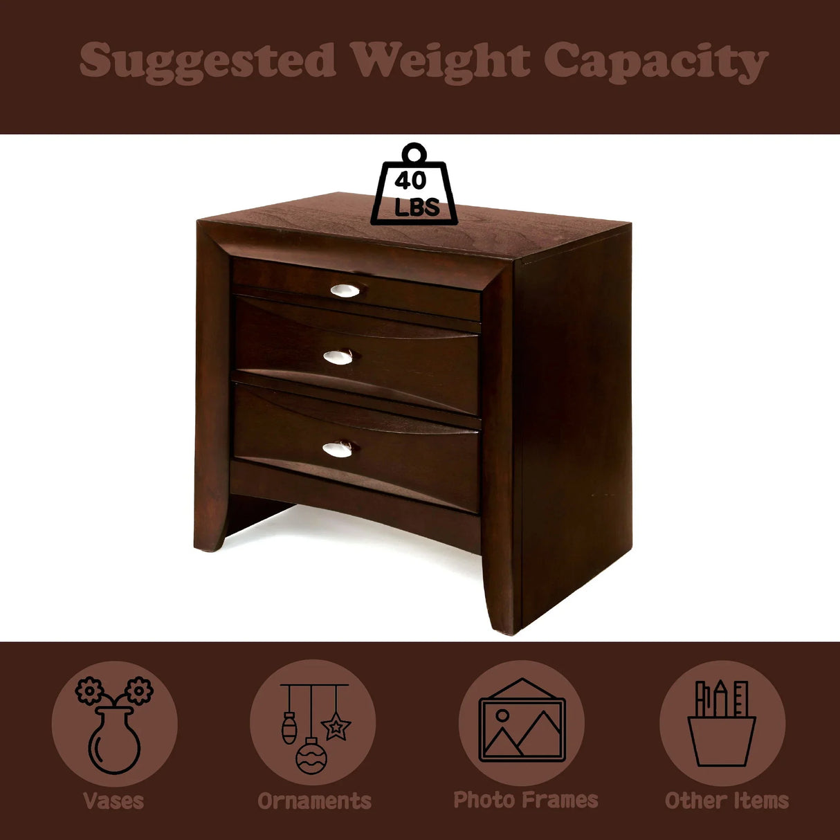 Ireland - Elegant Design Nightstand - Furniture Home Direct