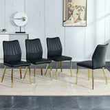 Medieval Modern Dining Chairs With Cushions And Metal Legs Material (Set of 4) - Black - Furniture Home Direct
