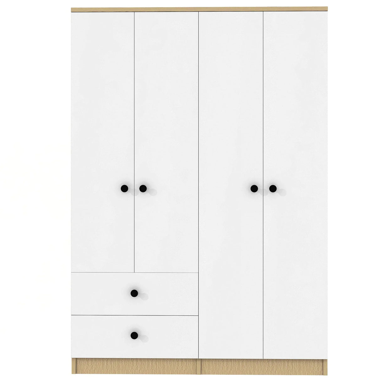Wardrobe With Drawers And Hanging Rod Solid Wood White - Furniture Home Direct