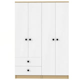 Wardrobe With Drawers And Hanging Rod Solid Wood White - Furniture Home Direct