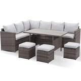 7-Piece Rattan Outdoor Sectional Set With Grey cushions - Furniture Home Direct
