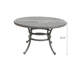 All-Weather And Durable 52" Round Cast Aluminum Round Dining Table With Umbrella Hole - Gray - Furniture Home Direct