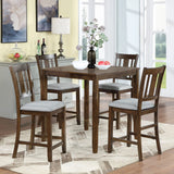 5 Pieces Dining Table Set, Counter Height Kitchen Table Set With Square Table And 4 Upholstered Chairs - Furniture Home Direct
