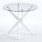 Dining Table With Cross Metal Leg And Tempered Glass, Modern Space Saving Kitchen Table For Living Room - Furniture Home Direct