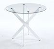 Dining Table With Cross Metal Leg And Tempered Glass, Modern Space Saving Kitchen Table For Living Room - Furniture Home Direct