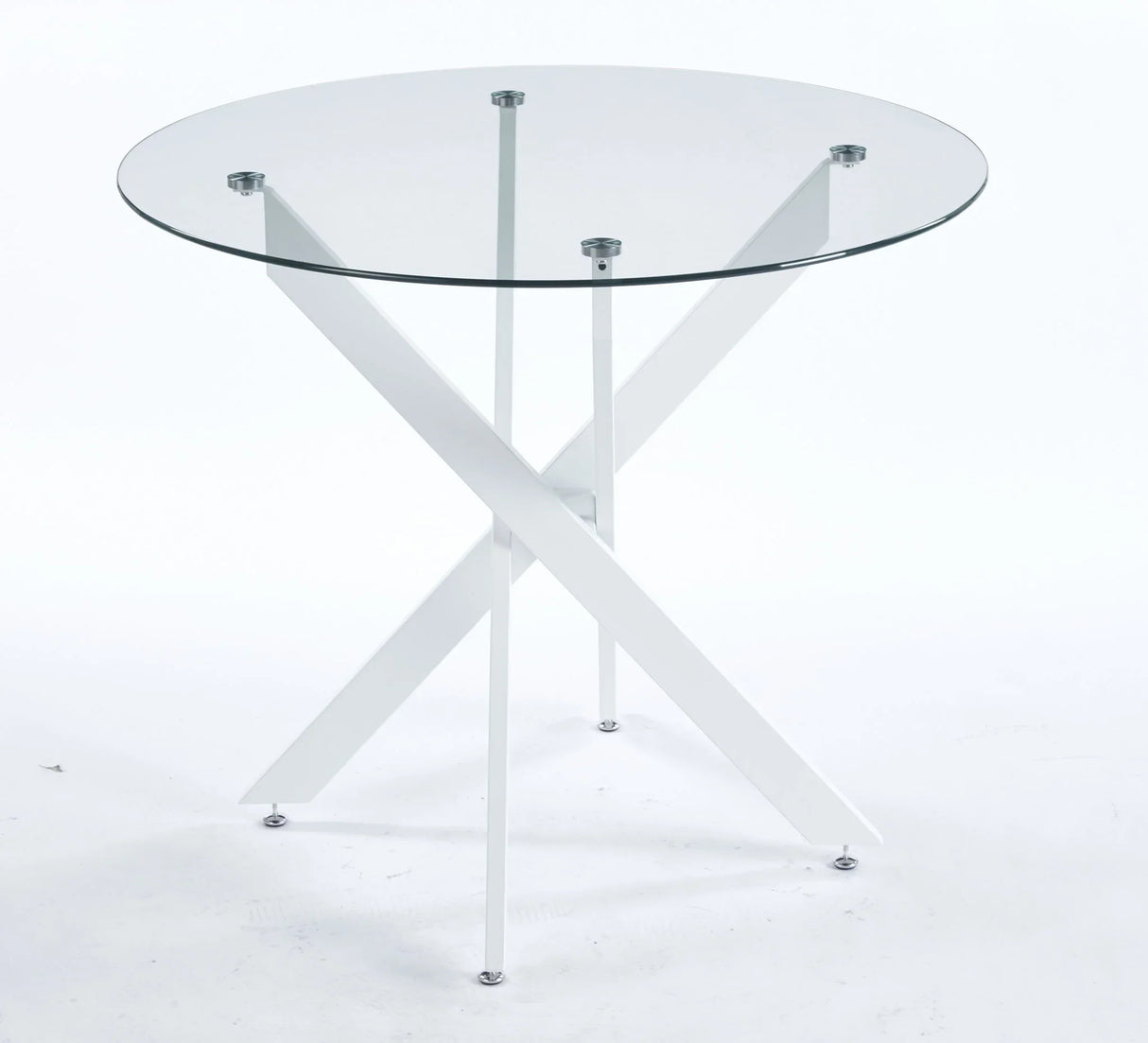 Dining Table With Cross Metal Leg And Tempered Glass, Modern Space Saving Kitchen Table For Living Room - Furniture Home Direct