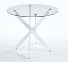 Dining Table With Cross Metal Leg And Tempered Glass, Modern Space Saving Kitchen Table For Living Room - Furniture Home Direct