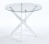 Dining Table With Cross Metal Leg And Tempered Glass, Modern Space Saving Kitchen Table For Living Room - Furniture Home Direct