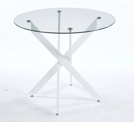 Dining Table With Cross Metal Leg And Tempered Glass, Modern Space Saving Kitchen Table For Living Room - Furniture Home Direct