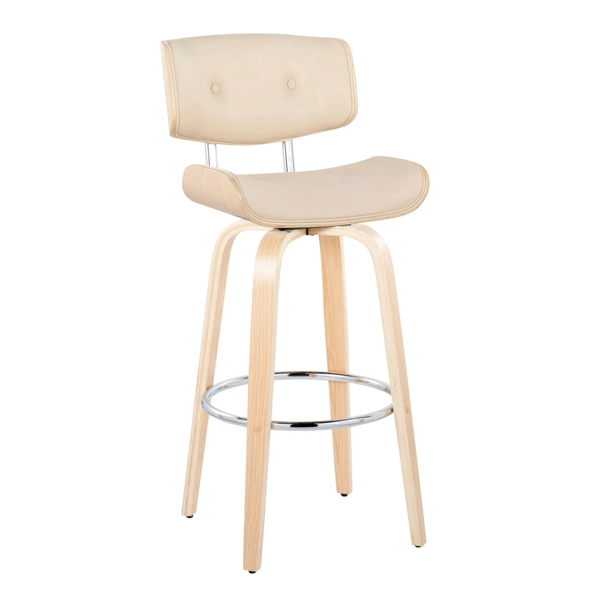 Lombardi - Mid Century Modern Fixed Height Barstool With Swivel With Round Footrest (Set of 2) - Furniture Home Direct