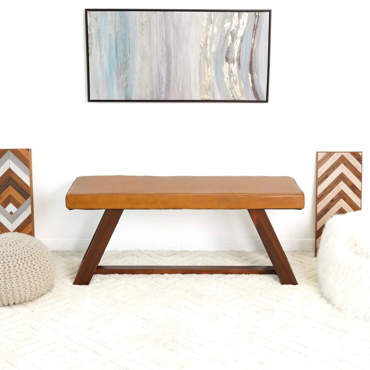Marley - Genuine Leather Bench - Furniture Home Direct