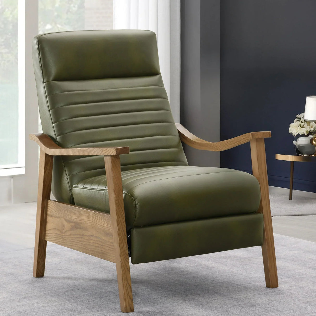 Asher - Modern Push Back Recliner With Wood Arms - Furniture Home Direct