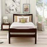 Twin Size Platform Bed With Headboard And Wooden Slat Support - Furniture Home Direct