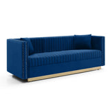 Contemporary Vertical Channel Tufted Sofa Modern Upholstered Couch For Living Room With 2 Pillows - Furniture Home Direct