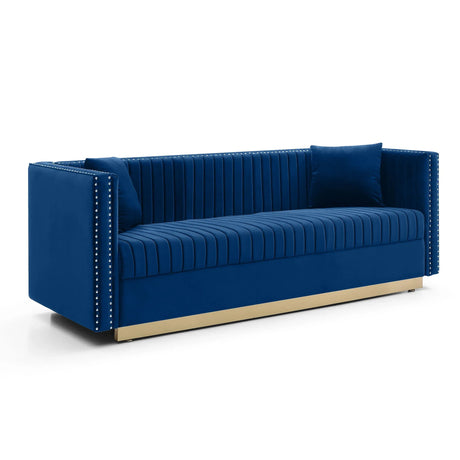 Contemporary Vertical Channel Tufted Sofa Modern Upholstered Couch For Living Room With 2 Pillows - Furniture Home Direct