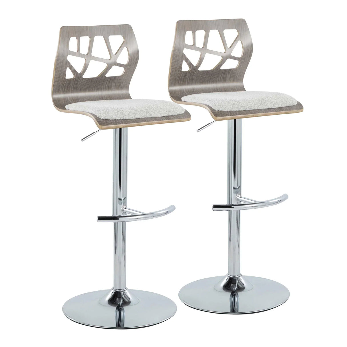 Folia - Contemporary Adjustable Barstool With Swivel With Rounded T Footrest (Set of 2) - Furniture Home Direct