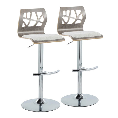 Folia - Contemporary Adjustable Barstool With Swivel With Rounded T Footrest (Set of 2) - Furniture Home Direct