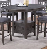 Dining Table Round Counter Height With Shelf Solid Wood Gray - Furniture Home Direct