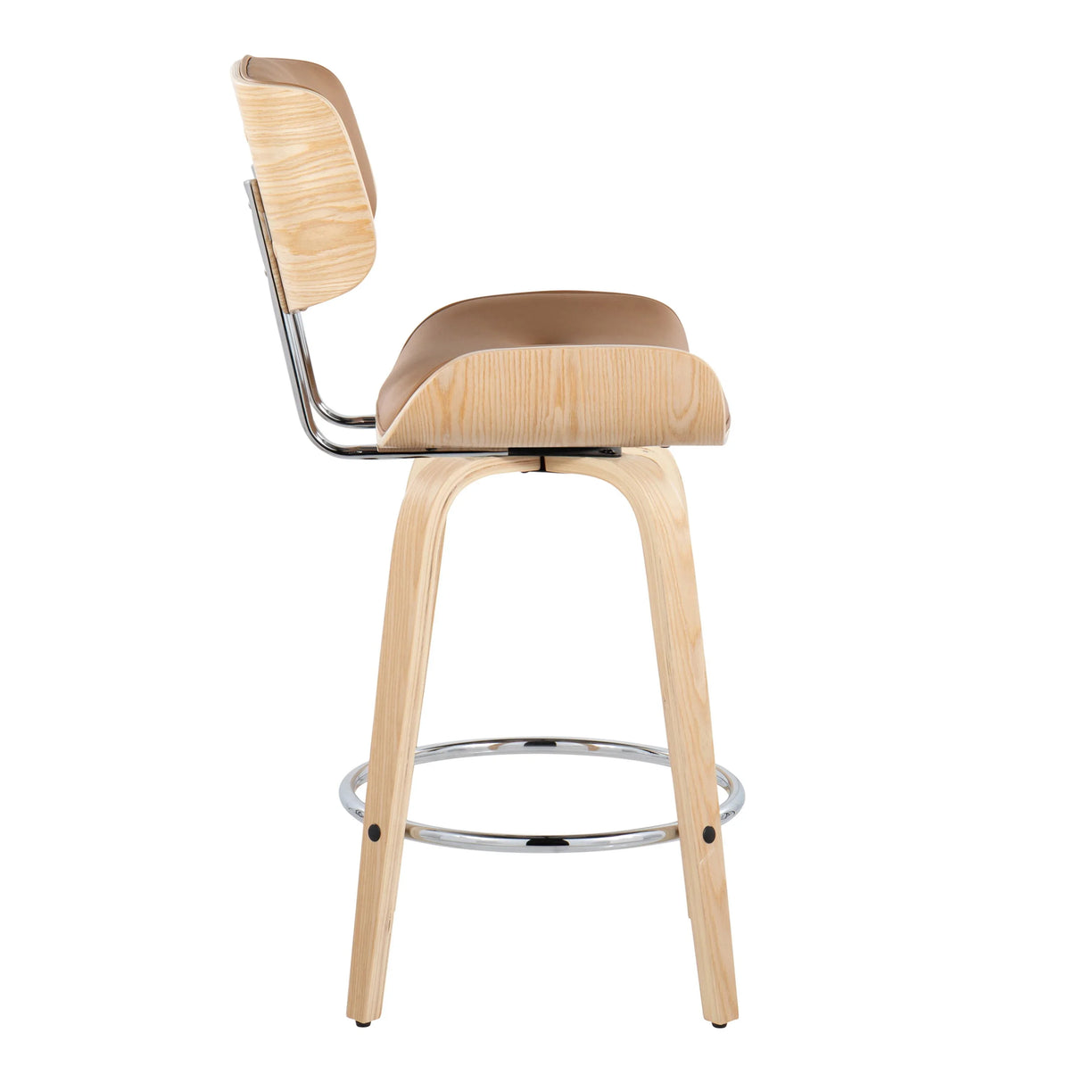 Lombardi - Mid Century Modern Fixed Height Counter Stool With Swivel With Round Footrest (Set of 2) - Furniture Home Direct