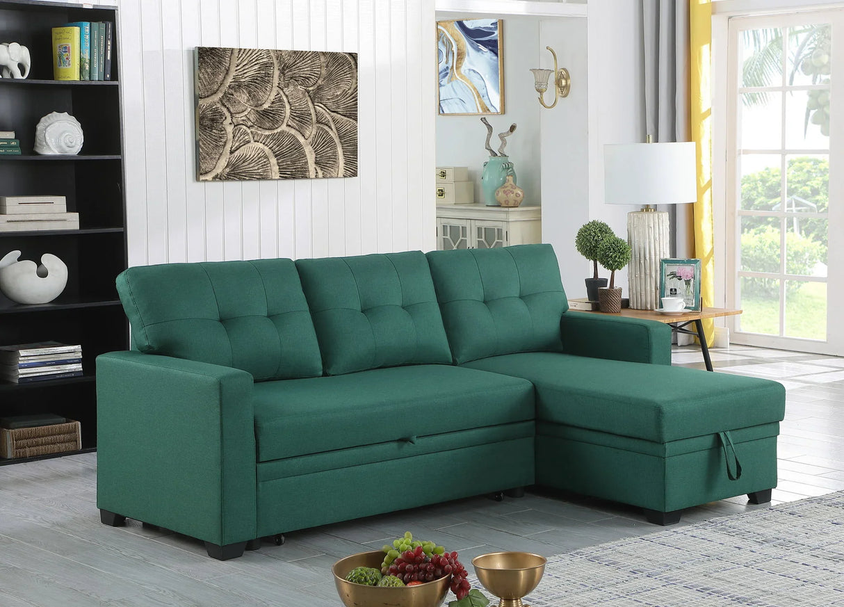 Upholstered Pull Out Sectional Sofa With Chaise - Furniture Home Direct