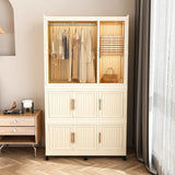 Portable Wardrobe Closet Storage Organizer With 9 Magnetic Doors - Cream White - Furniture Home Direct