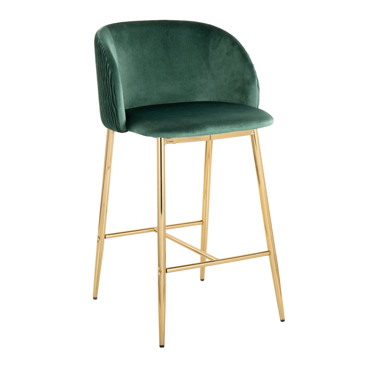 Fran - Pleated Waves Contemporary / Glam Fixed Height Counter Stool (Set of 2) - Furniture Home Direct