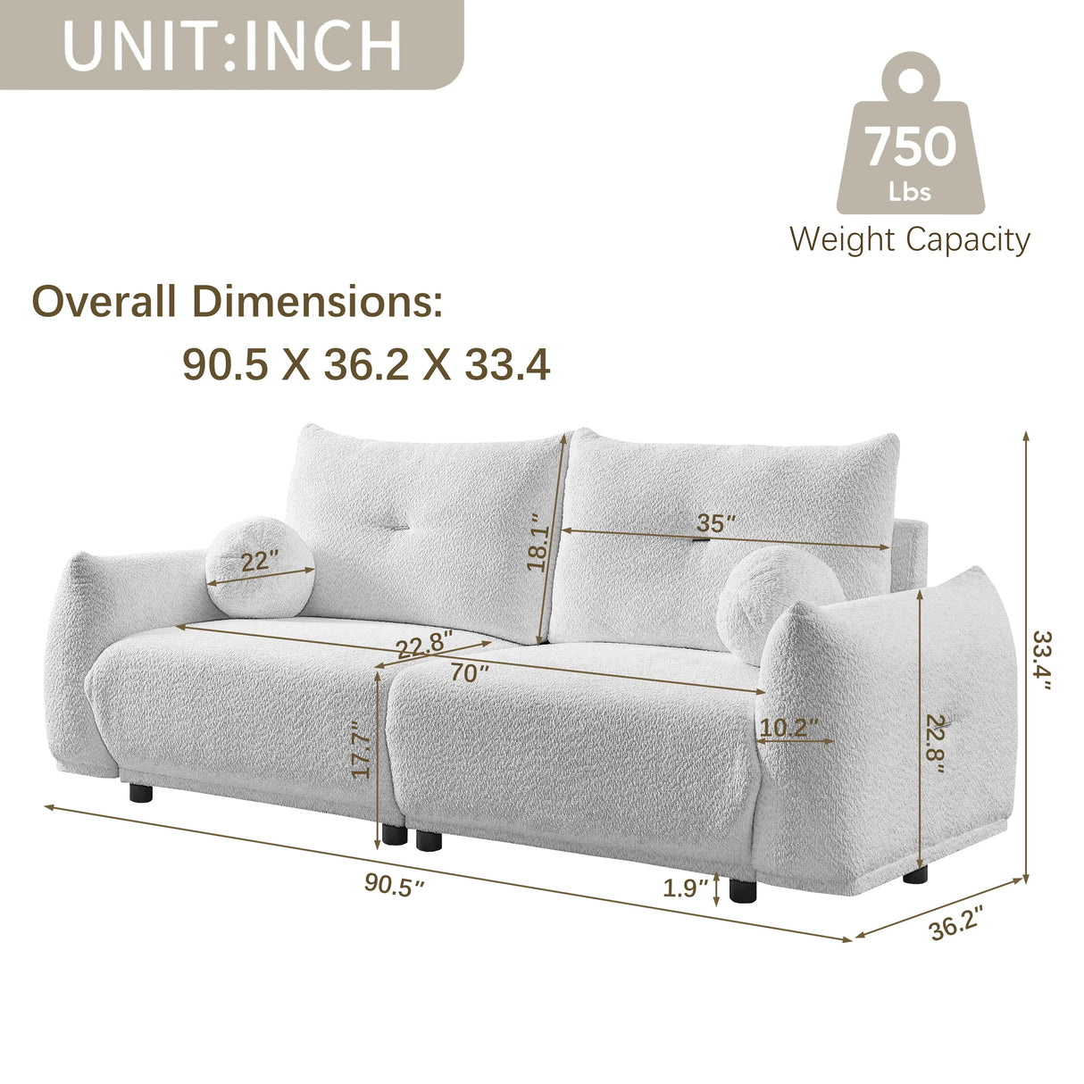 2 Piece Living Room Set with Throw Pillows - Gray - Furniture Home Direct