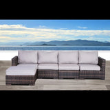 Wide Hand Patio Sectional With Cushions - Brown - Furniture Home Direct