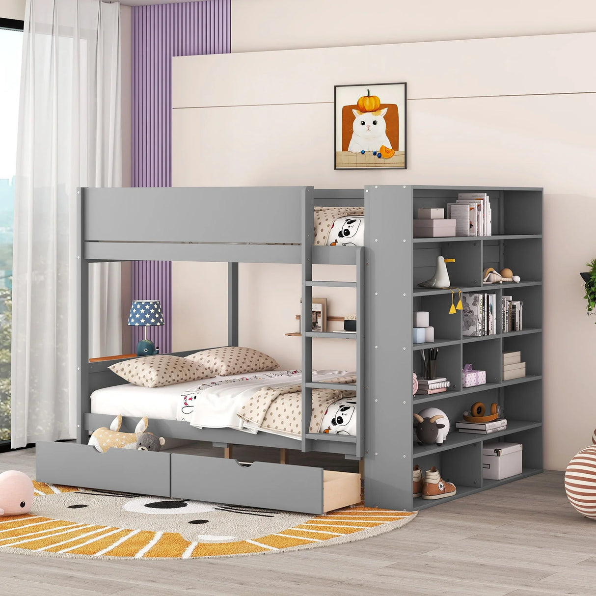 Bunk Bed With 2 Drawers And Multi Layer Cabinet - Furniture Home Direct