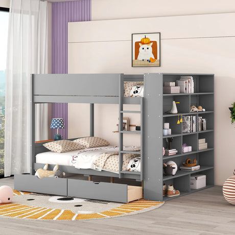 Bunk Bed With 2 Drawers And Multi Layer Cabinet - Furniture Home Direct