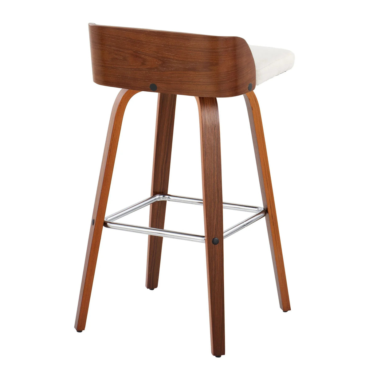 Maya - Mid Century Modern Fixed Height Barstool With Swivel With Square Footrest (Set of 2) - Furniture Home Direct
