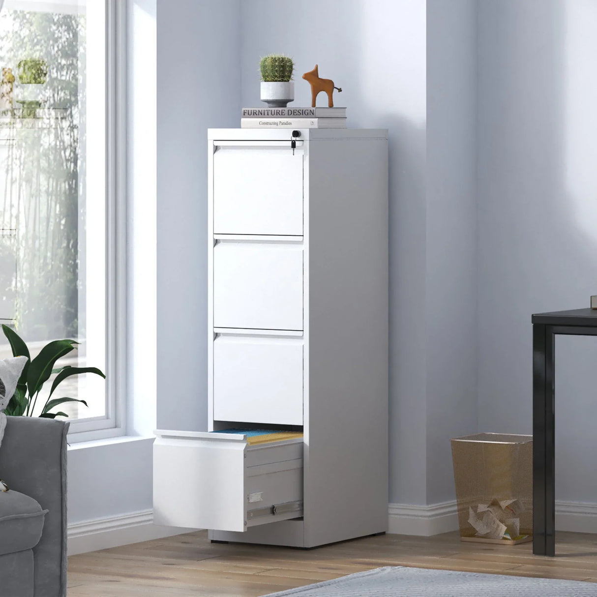 Steel Drawer Vertical File Cabinet With Lock For A4 Legal / Letter Size - Furniture Home Direct