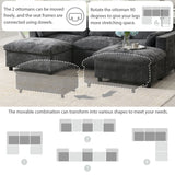 Modular Sectional With Storage Pockets, 5 Seat U Shaped Couch Set With Pillows, Free Combination Modern Cloud Sofa With 2 Movable Ottoman - Furniture Home Direct