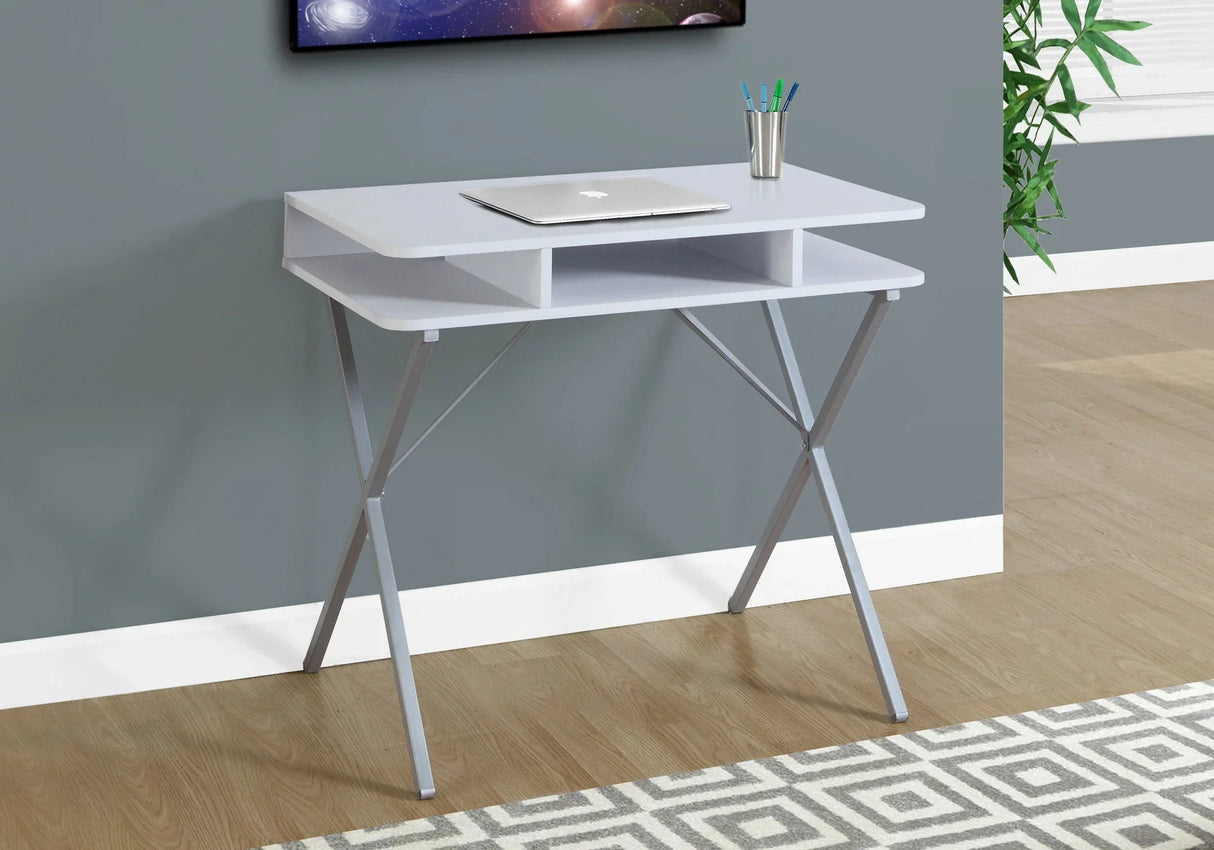 Computer Desk For Home Office, Laptop, Storage Shelves, Modern Convenient Design - White - Furniture Home Direct