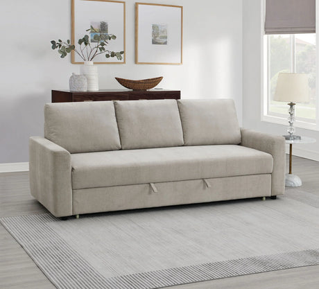 Leira - Linen Pull Out Sleeper Sofa - Beige - Furniture Home Direct