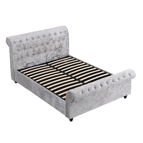 Hartfried - Queen Size Upholstered Storage Bed - Beige - Furniture Home Direct