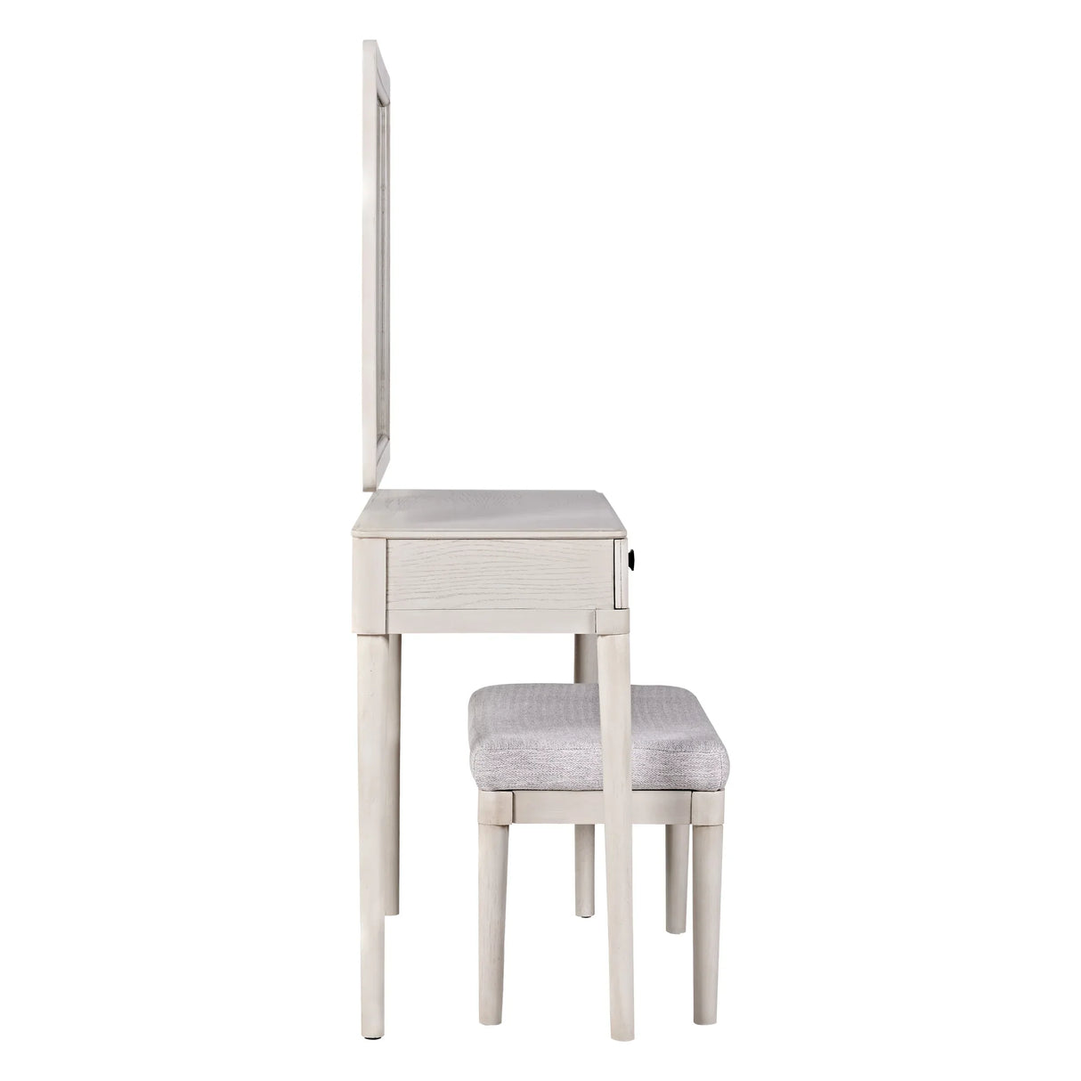 Vanity Desk With Large Mirror And Upholstered Stool White - Furniture Home Direct