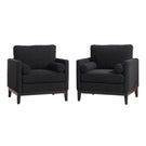 Wide Modern Farmhouse Performance Accent Chair With Legs, Wood Base - Furniture Home Direct