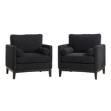 Wide Modern Farmhouse Performance Accent Chair With Legs, Wood Base - Furniture Home Direct