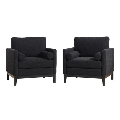 Wide Modern Farmhouse Performance Accent Chair With Legs, Wood Base - Furniture Home Direct