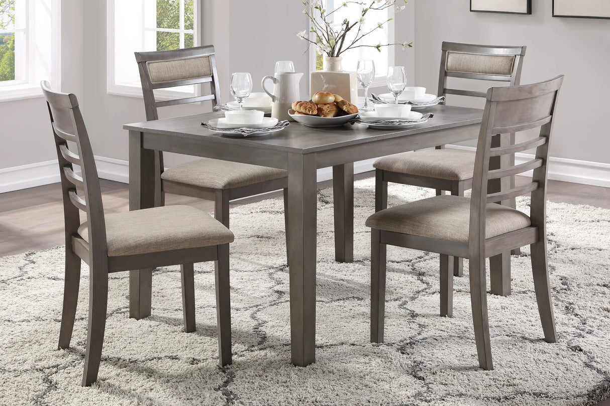 Dining Set Rectangular Table with Padded Chairs Gray - Furniture Home Direct