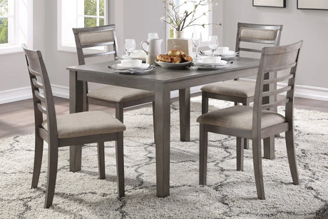 Dining Set Rectangular Table with Padded Chairs Gray - Furniture Home Direct