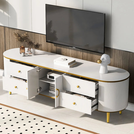 Modern TV Stand With 4 Drawers And 1 Cabinet - Furniture Home Direct